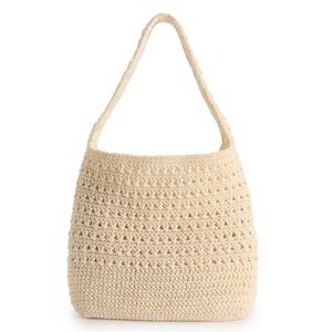 Cream Crochet Shoulder Bag Sonoma Crochet Knit Hobo Bag Cream New